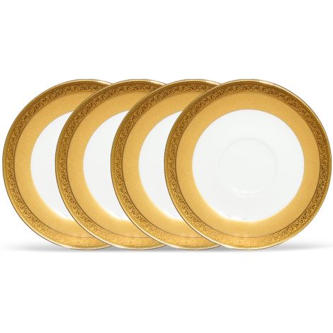 Noritake Gold Summit Dinnerware Set Saucers 6" 4pc