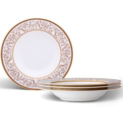 Noritake Gold Summit Dinnerware Set Soup Bowls 4pc