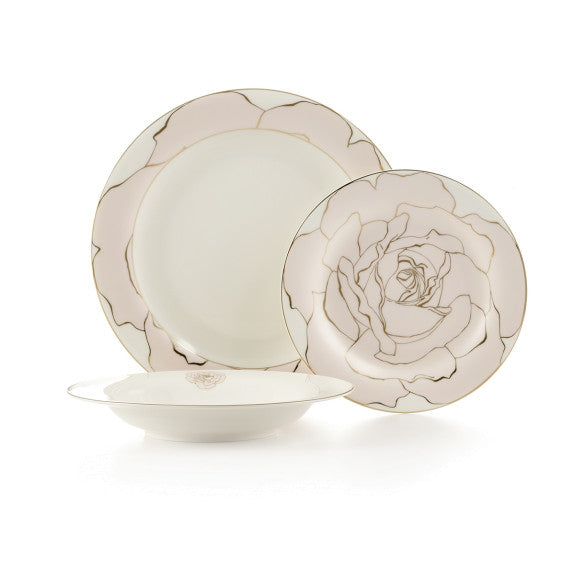 Brilliant Pink/White Rose Blossom Dinnerware Set 18pc