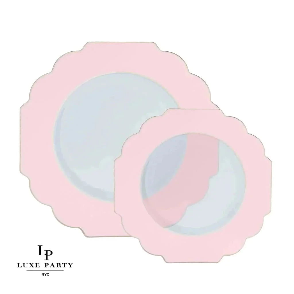 Luxe Party Pink/Clear Scalloped Salad Plates 8.5" 10pc