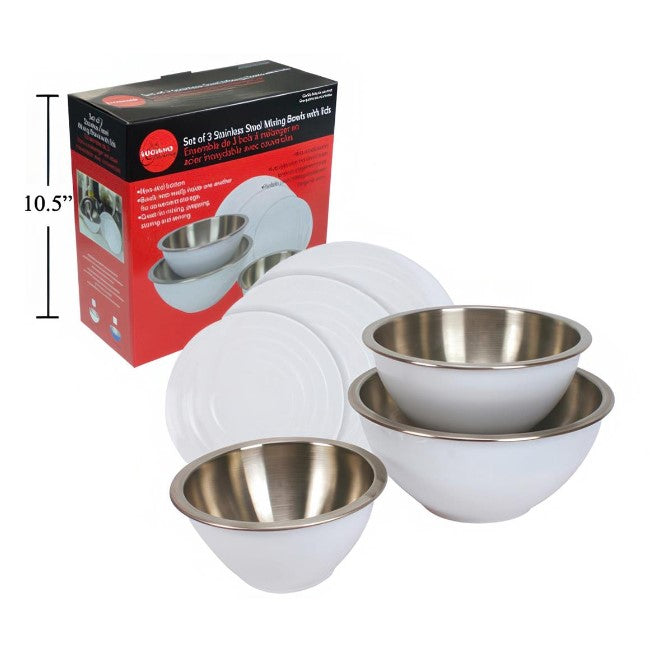 L.Gourmet Stainless Steel Mixing Bowl 6pc White
