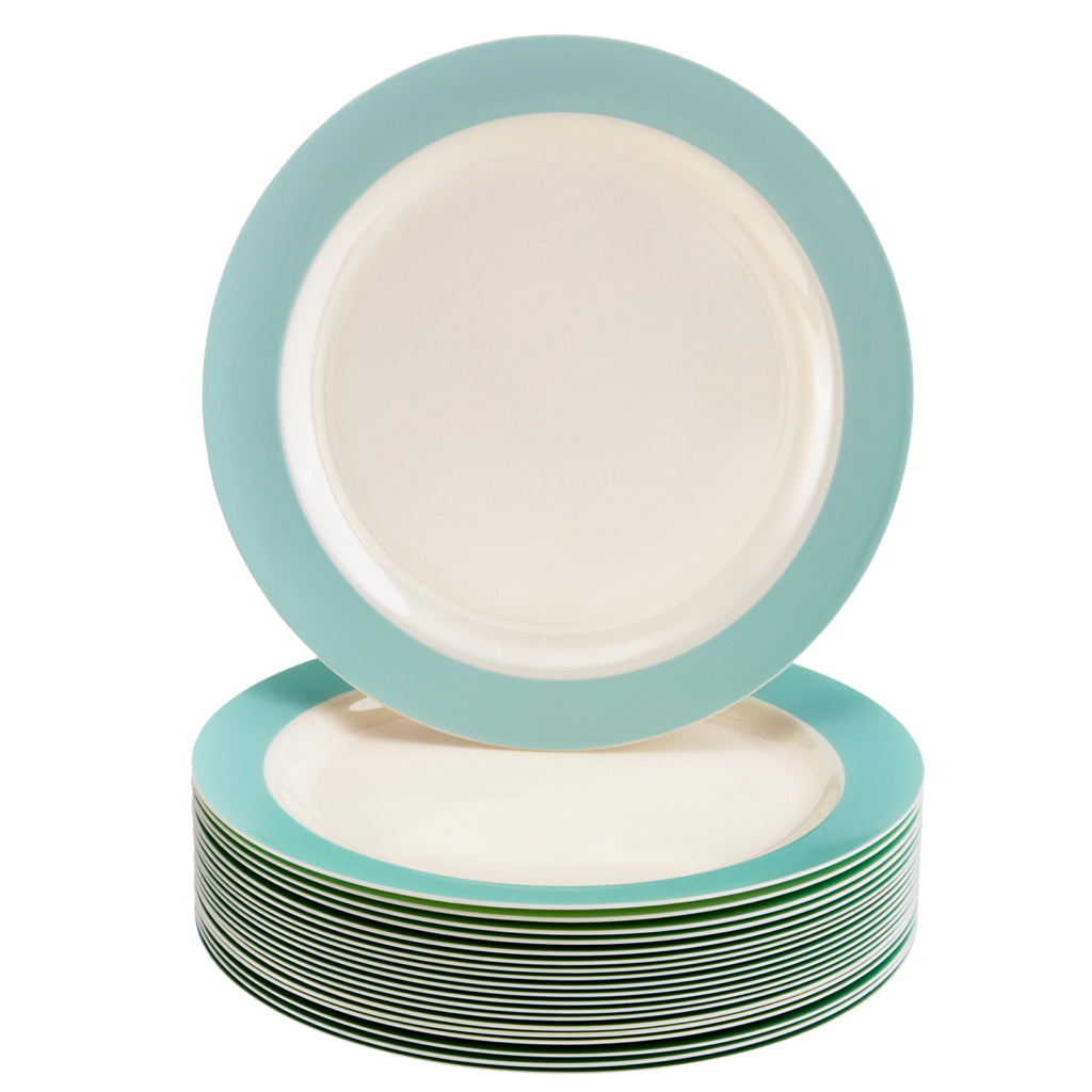 Silver Spoons Turquoise/Ivory Appetizer Plates 7.5" 20pc - The Cuisinet