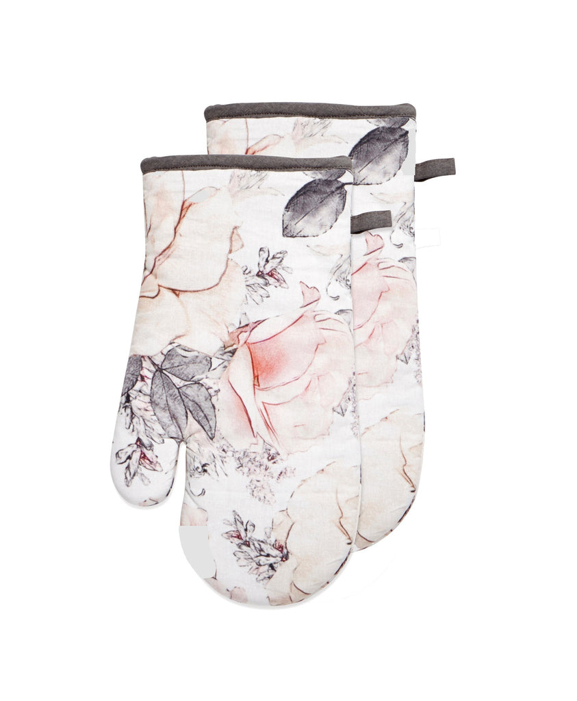 Pink Floral Oven Mitt Set of 2 Pink - The Cuisinet