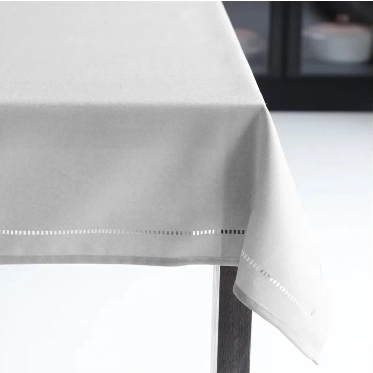 Hemstitch Light Grey Hemstitch Tablecloth 52x70" - The Cuisinet