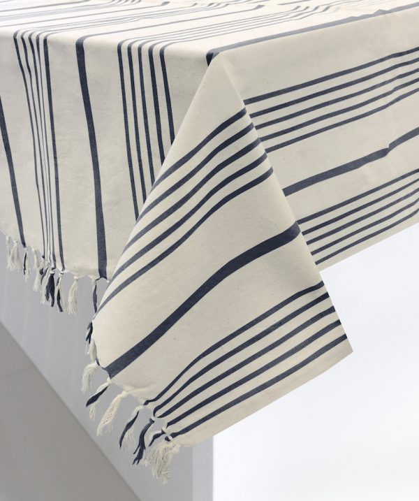 Soft Stripe Navy Tablecloth 60X90 - The Cuisinet
