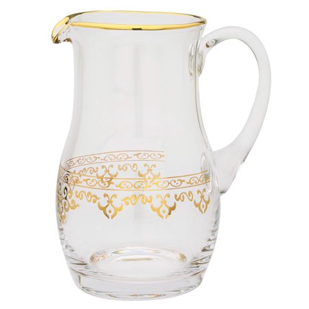 Classic Touch Glass/Gold Pitcher 14kt 1Pc - The Cuisinet