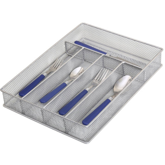 YBM Home Silver Mesh Cutlery Organizer 12.5"x9.25"x2" - The Cuisinet