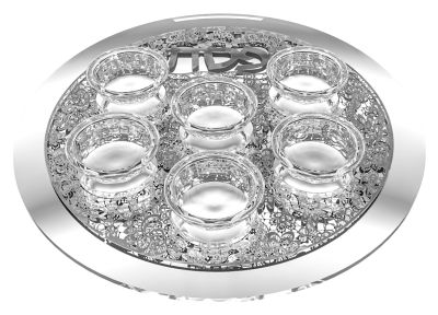 A&M Judaica Silver Mirror/Glass Seder Plate 1pc - The Cuisinet