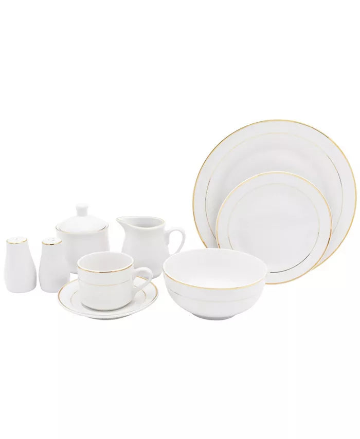 Godinger White/Gold Dinnerware Set 65pc - The Cuisinet
