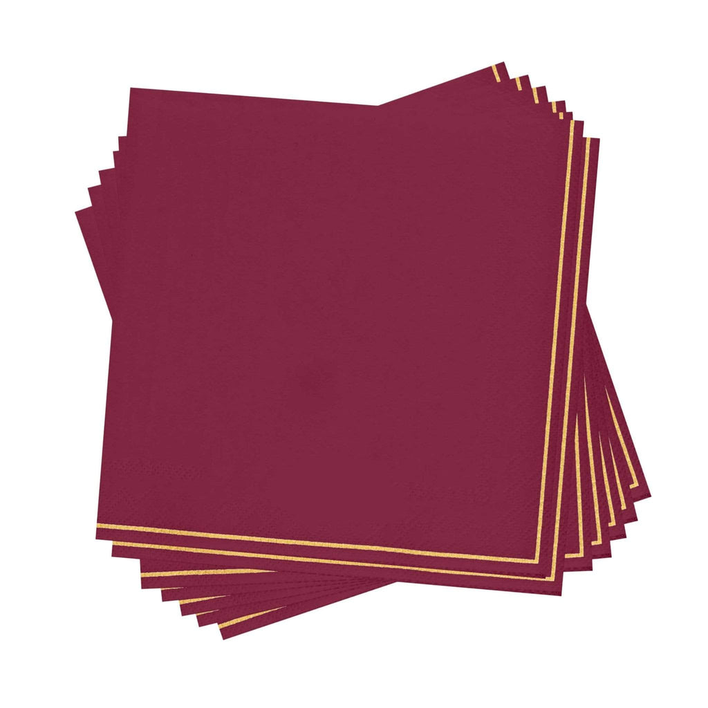 Luxe Party Cranberry/Gold Cocktail Paper Napkins 5" 20pc - The Cuisinet