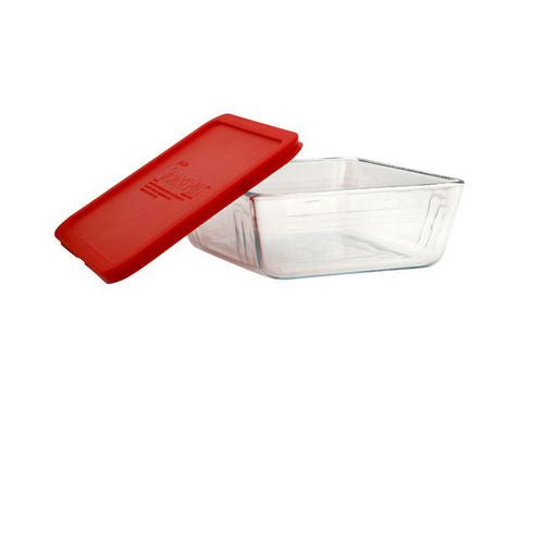11-cup Rectangular Glass Food Storage Container with Red Lid