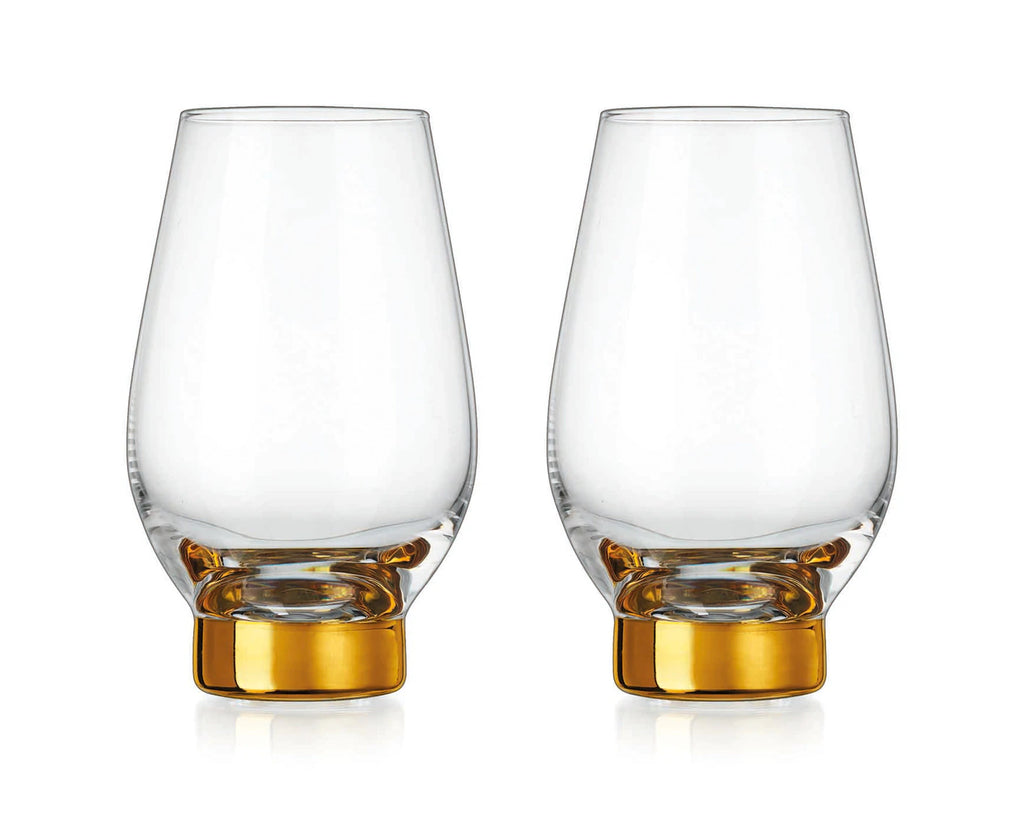 Godinger Clear/ Gold Column Wine Glasses 14pz 2pc - The Cuisinet