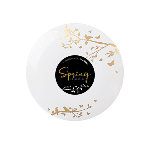 Spring Collection White/Gold Appetizer Plates 7.5″ 10pc - The Cuisinet