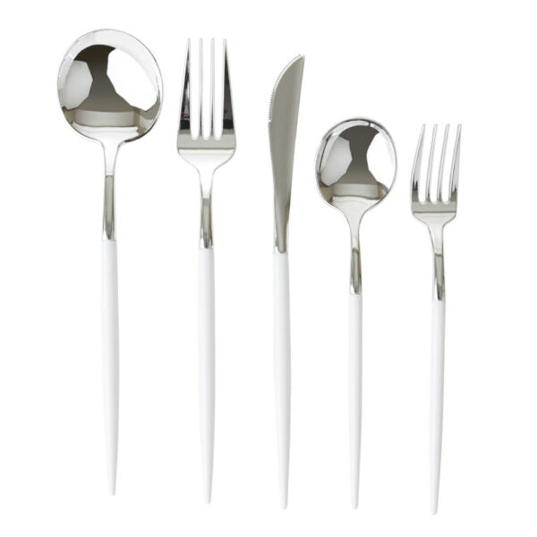 Novelty White/Silver Plastic Cutlery Set 40pc - The Cuisinet