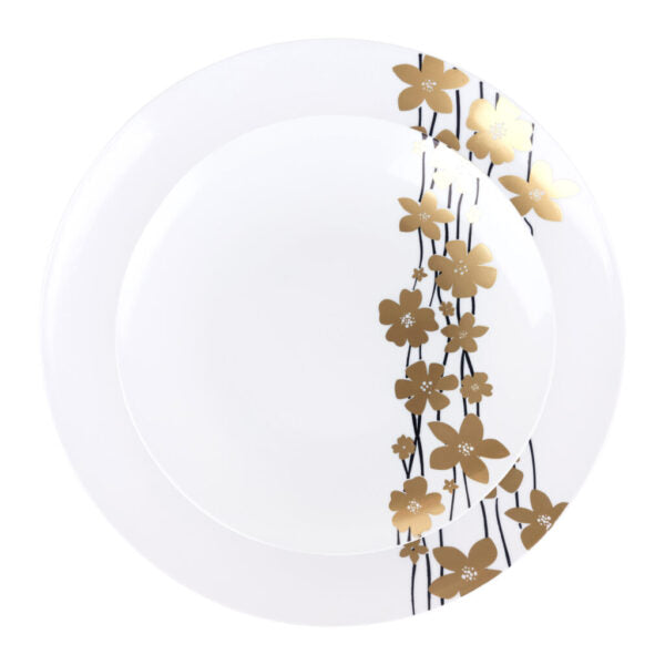 Vine  White/Gold Dinner Plates 10" Plates 10pc - The Cuisinet