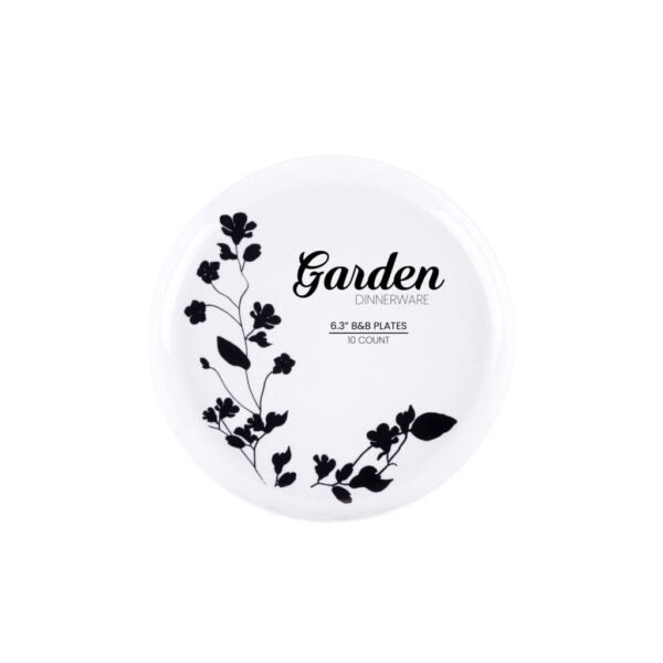 Garden White/Black Appetizer Plates 6.3″ Plates 10pc - The Cuisinet