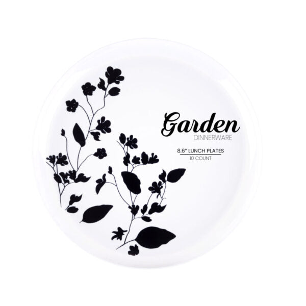 Garden White/Black Salad Plates 8.6″ 10pc - The Cuisinet