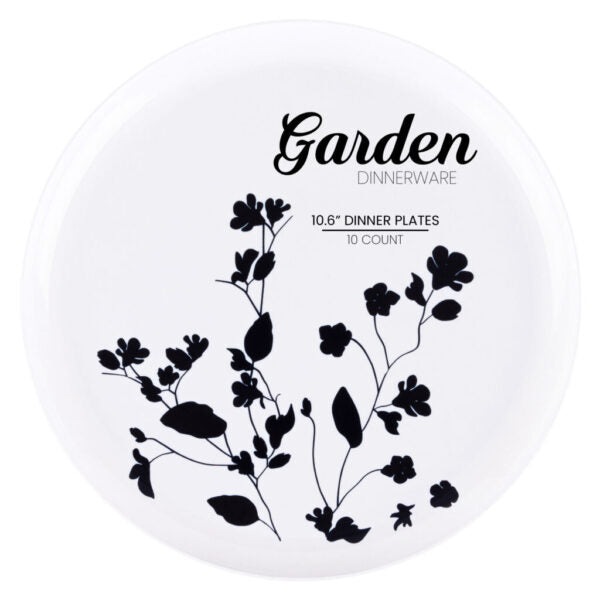 Garden White/Black Dinner Plates 10.6″ 10pc - The Cuisinet