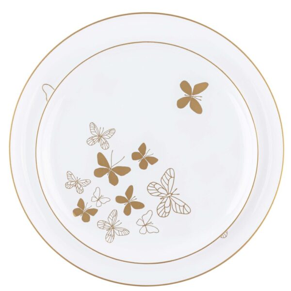 Butterfly Collection White/Gold Plates 8.6″ & 10.6″ 20pc - The Cuisinet