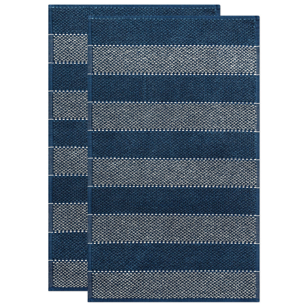STRIPED TERRY KITCHEN TOWELS 2PK 15X25 BLUE - The Cuisinet