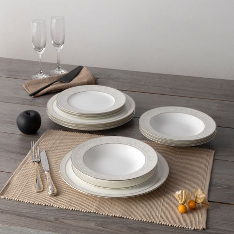 Noritake Silver Montvale Platinum Dinnerware Set 12pc - The Cuisinet