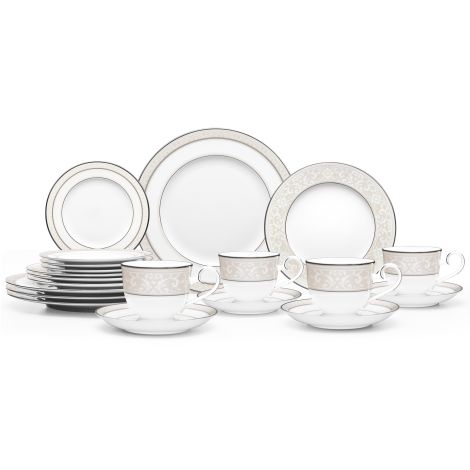 Noritake Silver Montvale Platinum Dinnerware Set 12pc - The Cuisinet