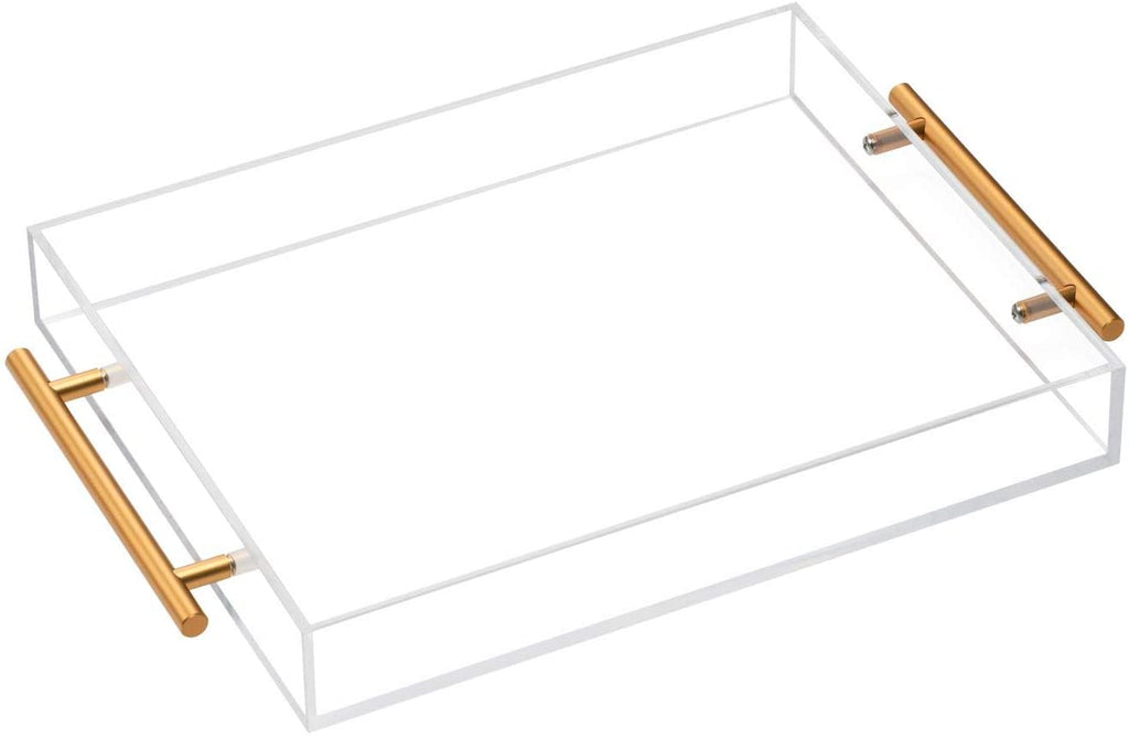 Vikko Acrylic/ Gold Serving Tray 10"x12" 2"H 1pc - The Cuisinet