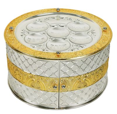 A&M Judaica Silver/Gold Three-tiered Seder Plate 1pc - The Cuisinet