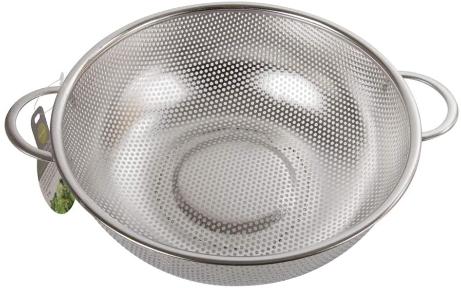 Stainless Steel Perforated Colander with Two Handles, 10 x 3.5 inches, Silver - The Cuisinet