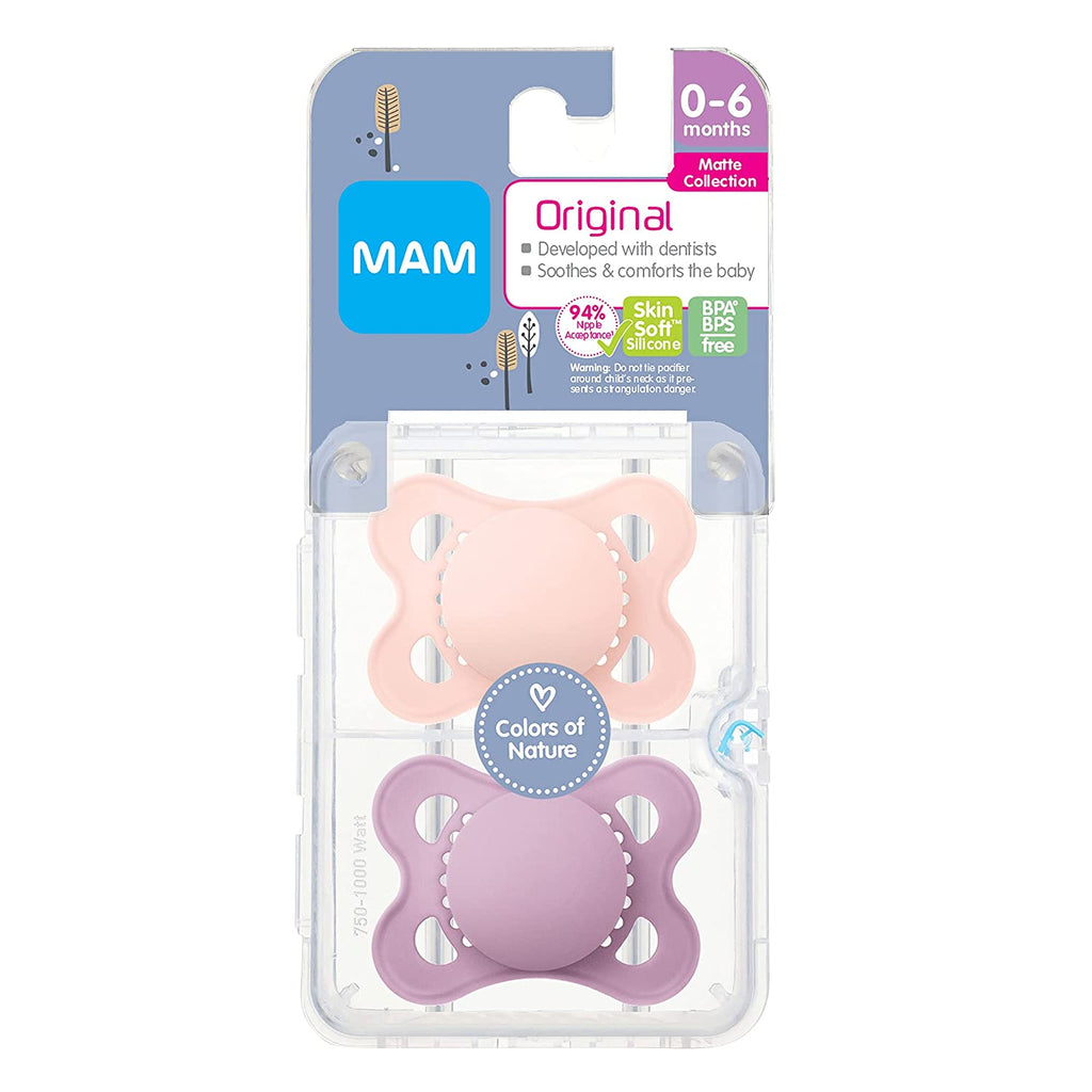 MAM Pink Matte Orthodontic Pacifier 0-6 Month 2pc - The Cuisinet