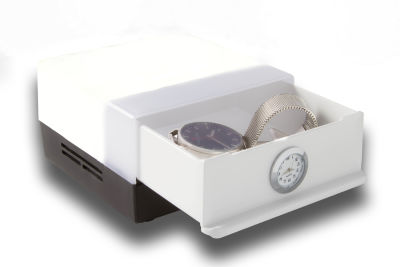 Shabled Shabbos lamp Led Black/White body, with clock - The Cuisinet