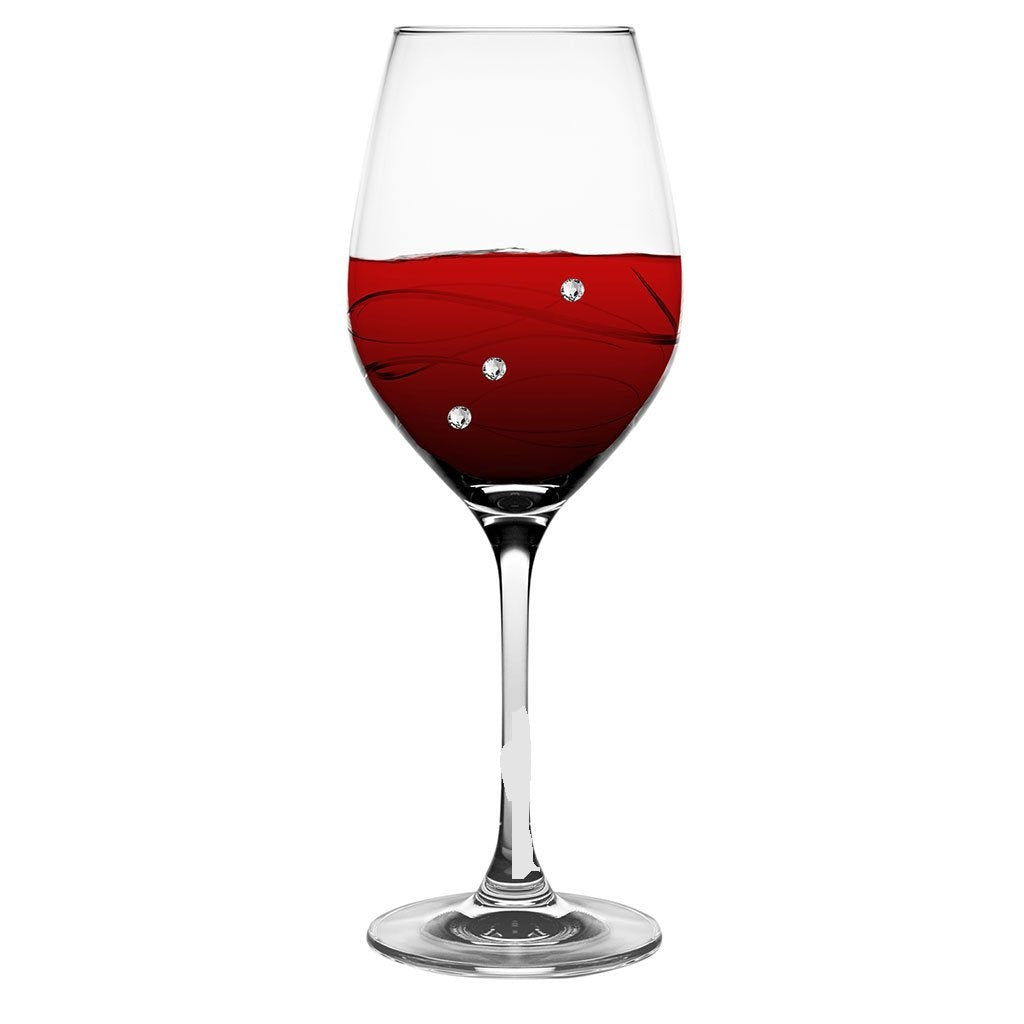 EUROPEAN HANDMADE LEAD FREE CRYSTALLINE SPARKLE RED WINE GLASSES - DECORATED W/ REAL SWAROVSKI DIAMONDS- 16 OZ. - SET/4 - The Cuisinet
