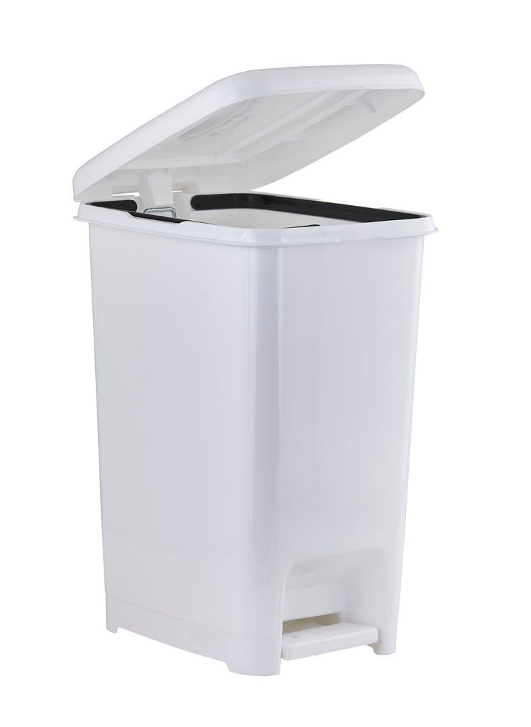 Slim Pedal Trash Can, white 42 qt - The Cuisinet