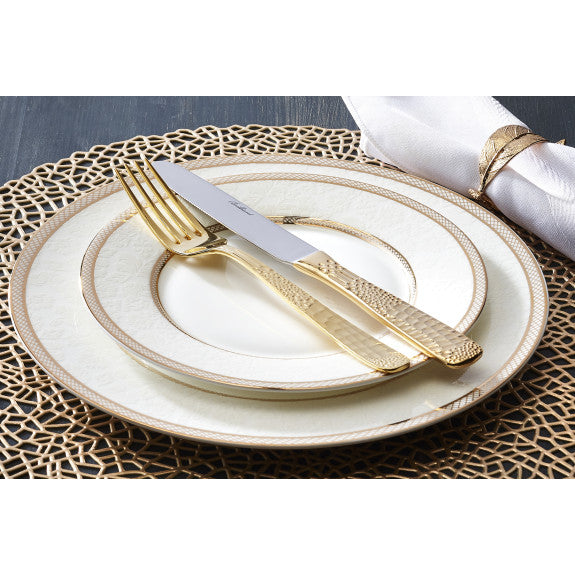 ICM Ivory/Gold Floral Lace Appetizer Plates 6" 6pc - The Cuisinet