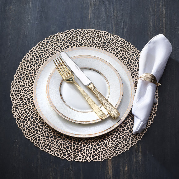ICM Floral Lace Gold Dinnerware Set 18pc - The Cuisinet