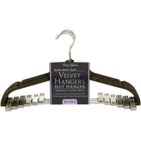 Simplify Velvet Suit Hanger with Clips, 6 Pack - The Cuisinet