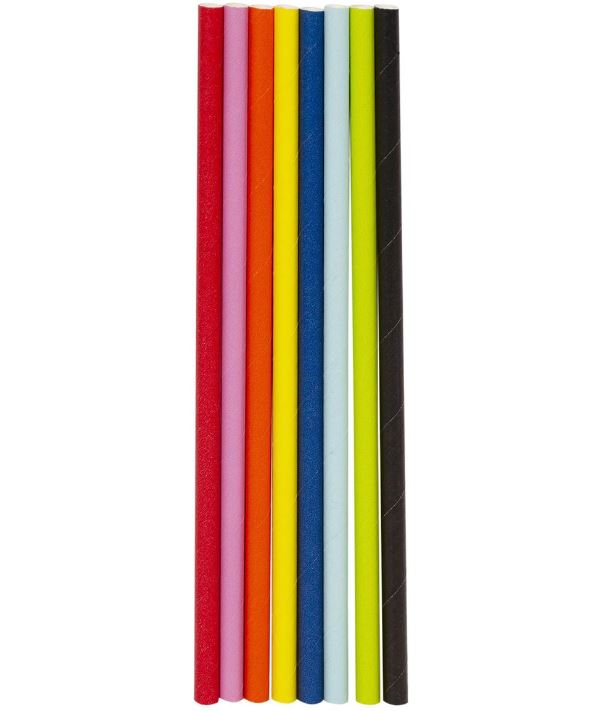 Luciano multicolored 48-pc Paper Straws, 19.5cm - The Cuisinet