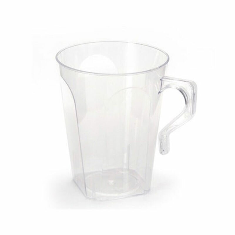 Simcha 8.5 oz Clear Square Plastic Coffee Mugs - The Cuisinet