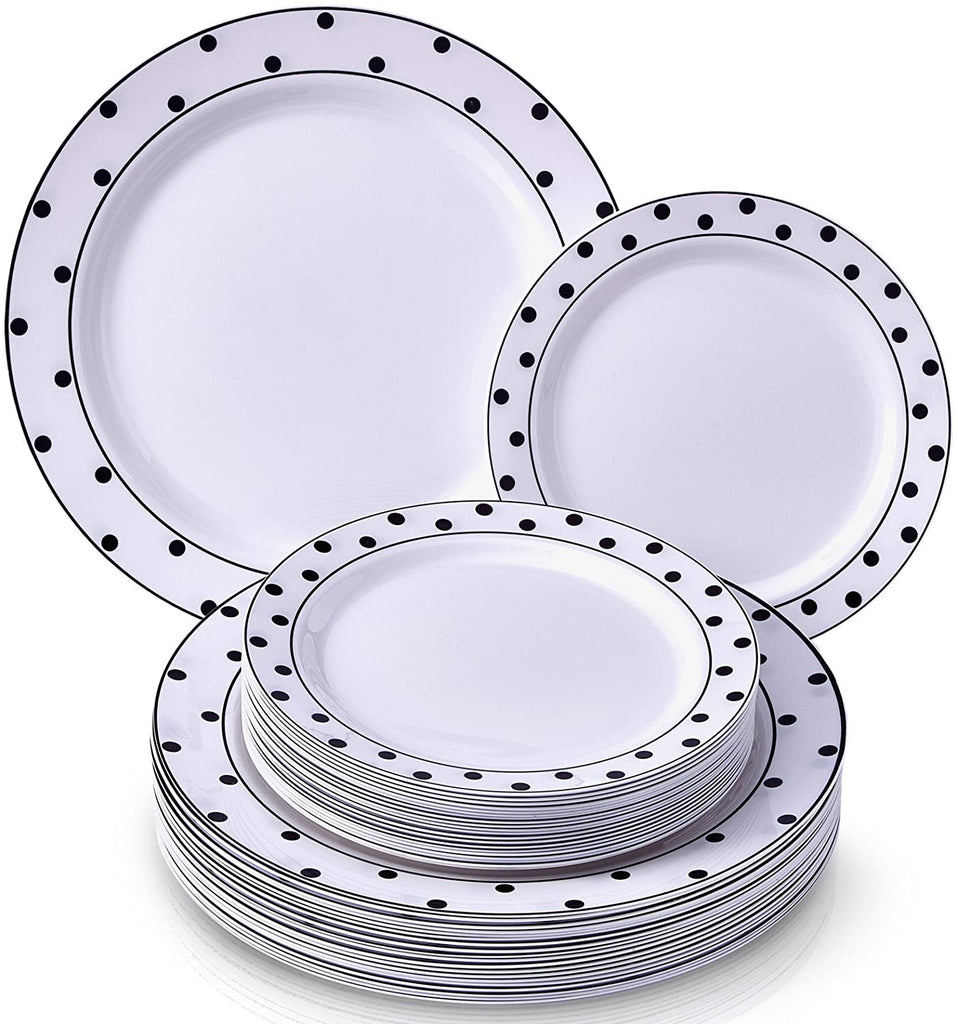 Silver Spoons Black/White Appetizer Plates 7.5" 10pc - The Cuisinet