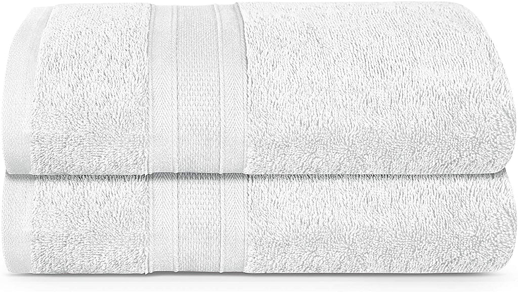 Bath Sheet Dobby Border Allure 34x64 White - The Cuisinet
