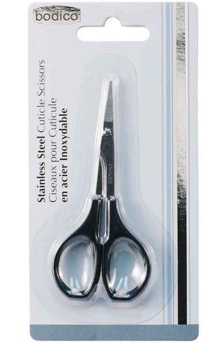 Bodico S/S Nail & Cuticle Scissors, b/c, black handle - The Cuisinet