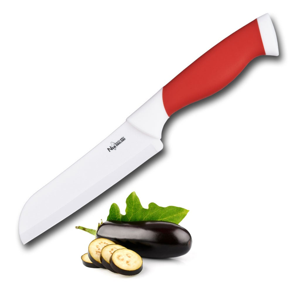 Santoku red Knife Ceramic 5" 1pc - The Cuisinet