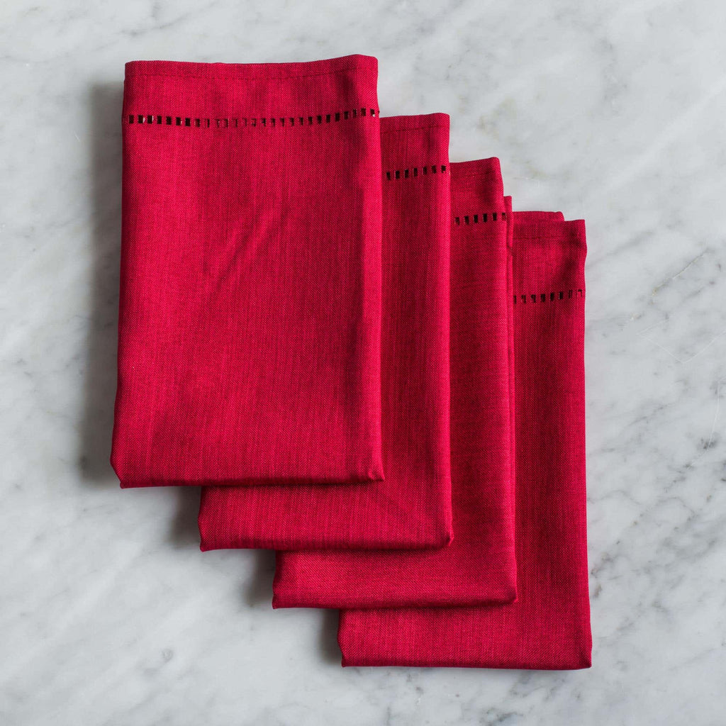 Harman Red Hemstich Cloth Napkins 4pc - The Cuisinet