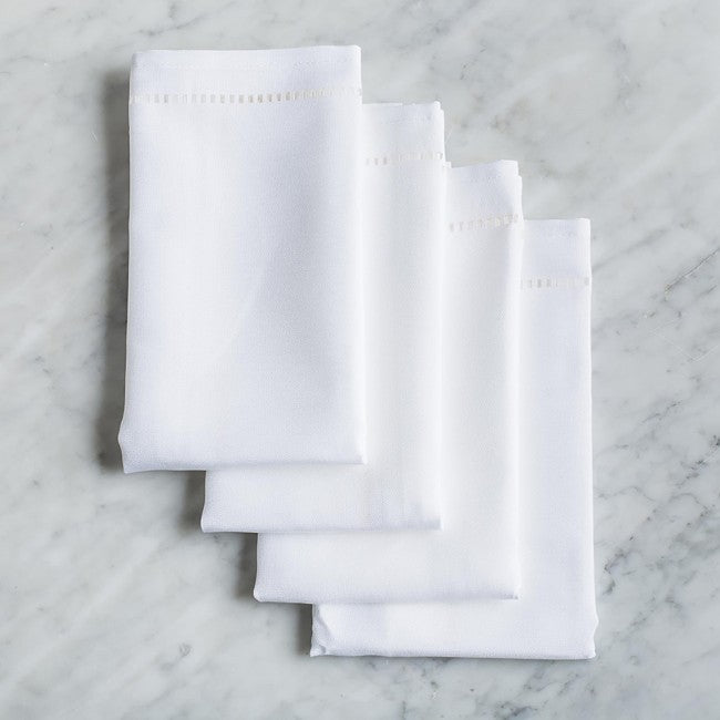 Harman Hemstitch Polyester Napkin - Set of 4 (White) - The Cuisinet