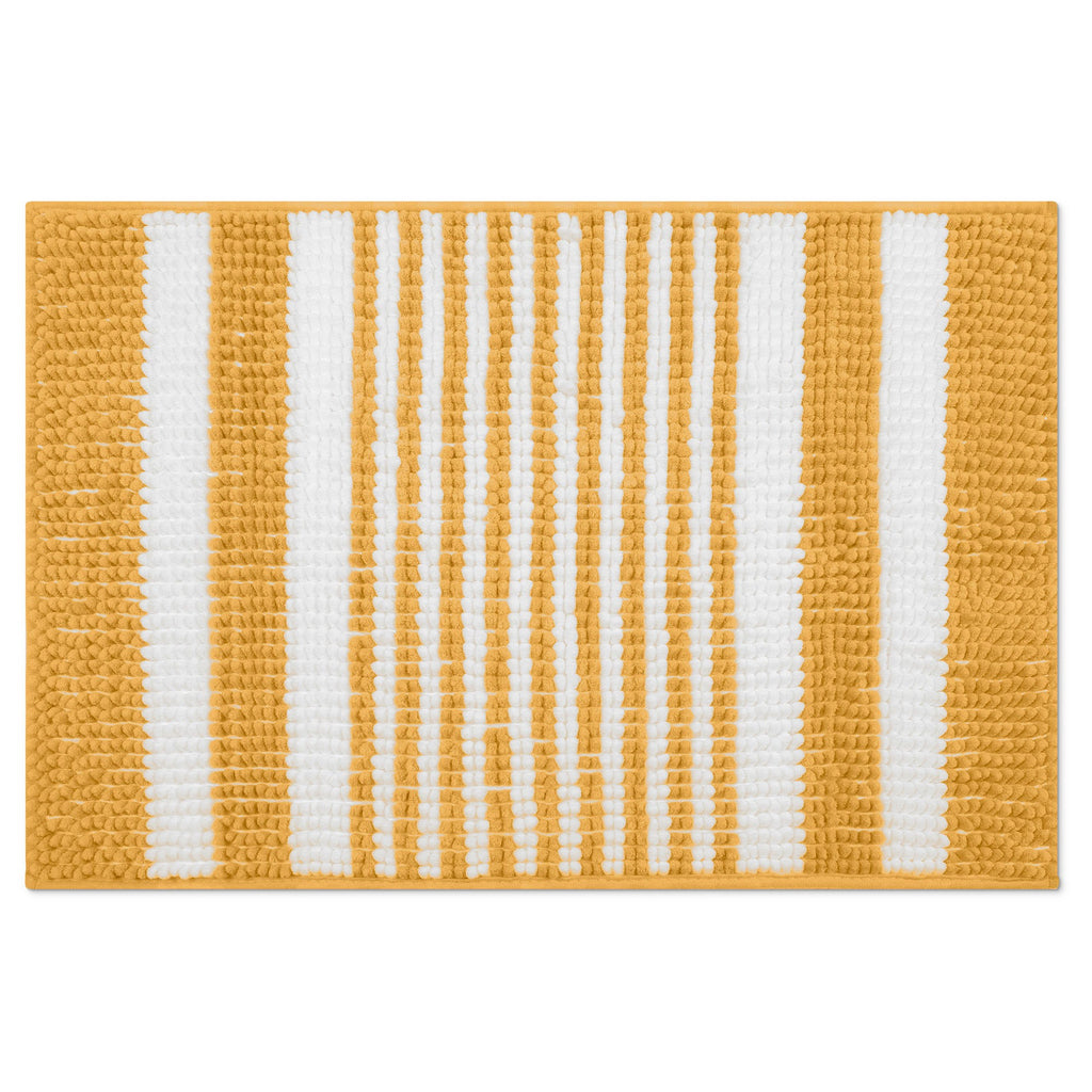 KNITTED STRIPED CHENILLE BATH MAT 20X30 YELLOW - The Cuisinet
