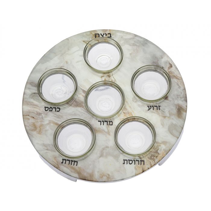 A&M Judaica White Marble Seder Plate 1pc - The Cuisinet