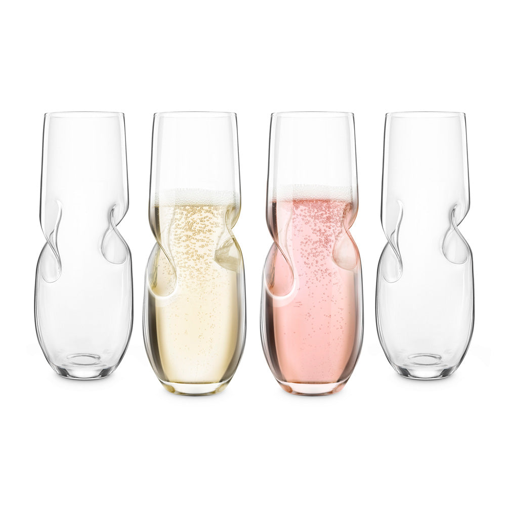 Final Touch Clear Bubbles Stemless Champagne Glasses 4pc - The Cuisinet
