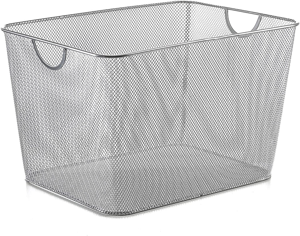 Silver Mesh Open Bin Storage basket for Cleaning supplies Laundry 14x10x9 - The Cuisinet