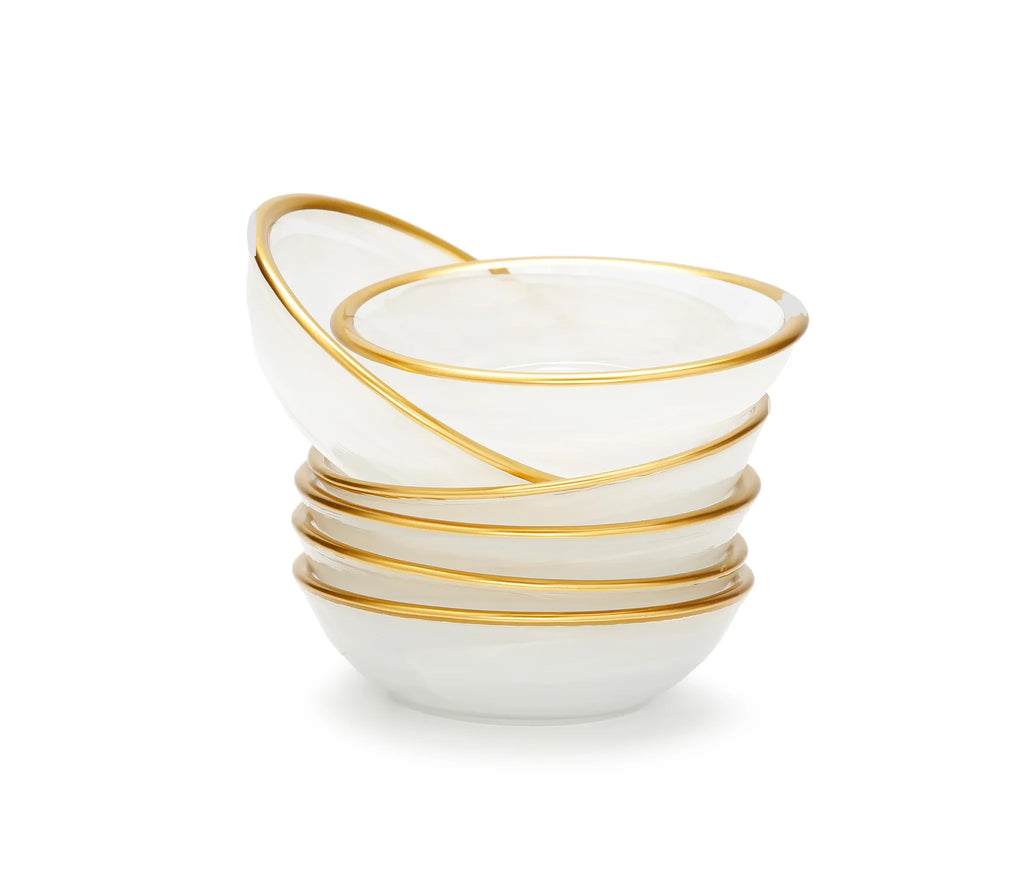 Classic Touch Gold/White Dessert Bowl 3.75" 6pc - The Cuisinet