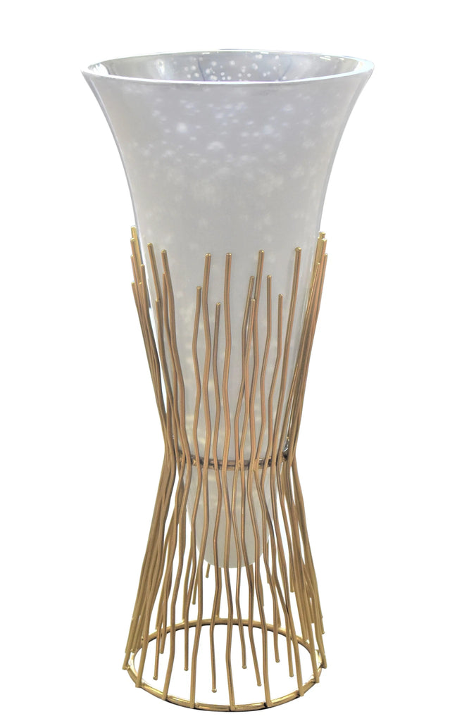 Classic Touch gold/Opaque Glass Vase w/ Twig Base 1pc - The Cuisinet